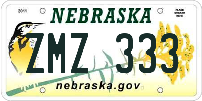 NE license plate ZMZ333