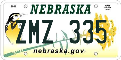 NE license plate ZMZ335