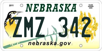 NE license plate ZMZ342