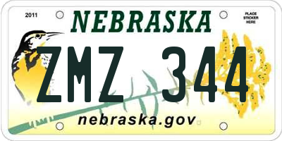 NE license plate ZMZ344