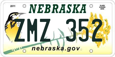 NE license plate ZMZ352