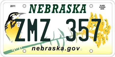 NE license plate ZMZ357