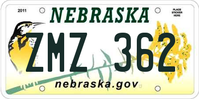 NE license plate ZMZ362