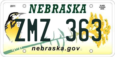 NE license plate ZMZ363