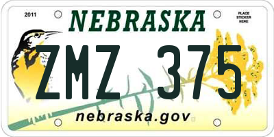 NE license plate ZMZ375