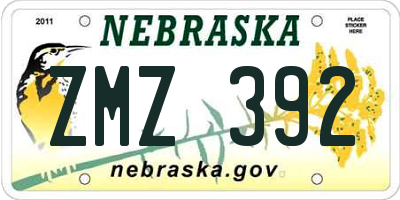 NE license plate ZMZ392