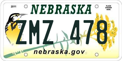 NE license plate ZMZ478