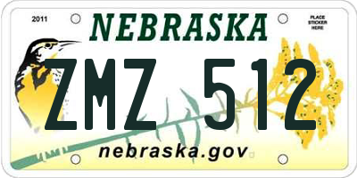 NE license plate ZMZ512