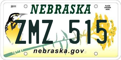 NE license plate ZMZ515