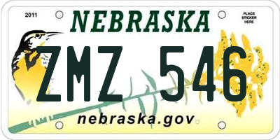 NE license plate ZMZ546