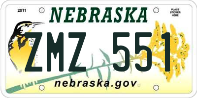 NE license plate ZMZ551
