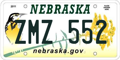 NE license plate ZMZ552
