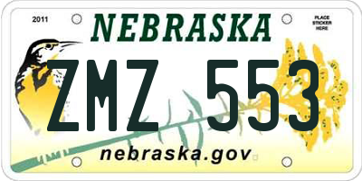 NE license plate ZMZ553