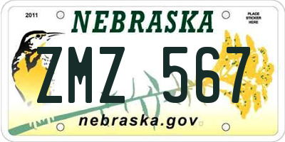 NE license plate ZMZ567