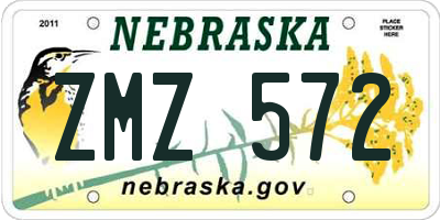 NE license plate ZMZ572