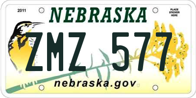 NE license plate ZMZ577