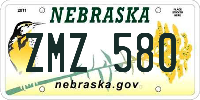 NE license plate ZMZ580