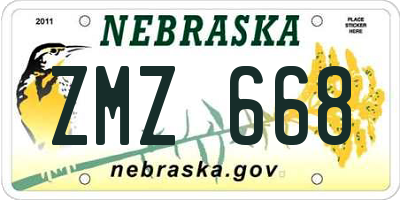 NE license plate ZMZ668