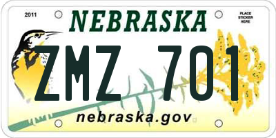NE license plate ZMZ701
