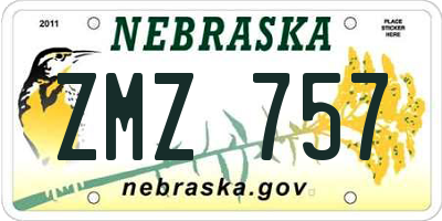 NE license plate ZMZ757