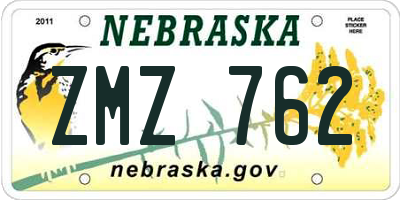NE license plate ZMZ762