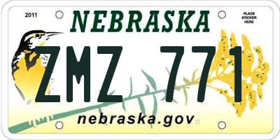 NE license plate ZMZ771