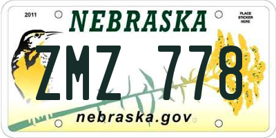 NE license plate ZMZ778