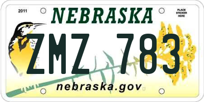 NE license plate ZMZ783