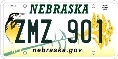 NE license plate ZMZ901