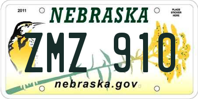 NE license plate ZMZ910