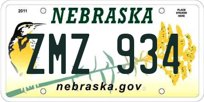 NE license plate ZMZ934