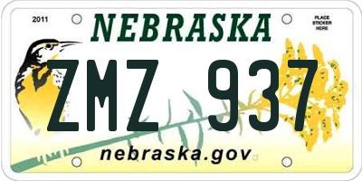 NE license plate ZMZ937