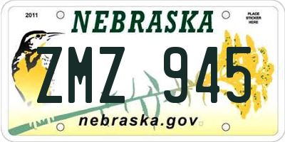 NE license plate ZMZ945