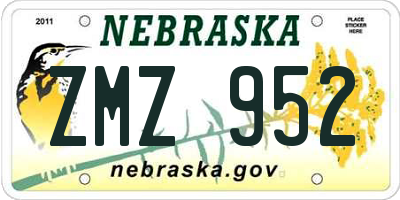 NE license plate ZMZ952