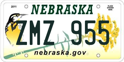 NE license plate ZMZ955