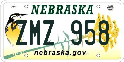 NE license plate ZMZ958