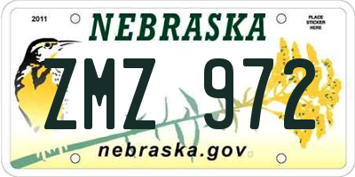 NE license plate ZMZ972