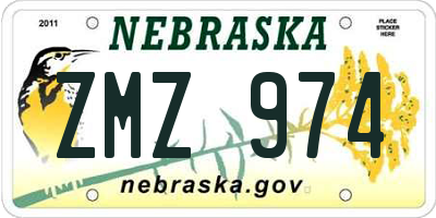 NE license plate ZMZ974