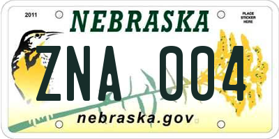 NE license plate ZNA004