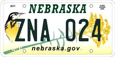 NE license plate ZNA024
