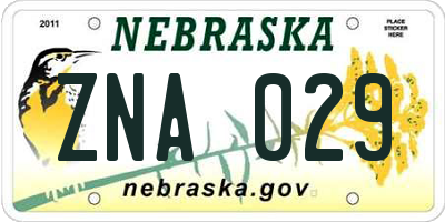 NE license plate ZNA029