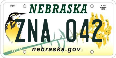 NE license plate ZNA042