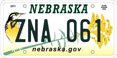 NE license plate ZNA061