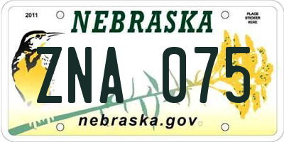 NE license plate ZNA075