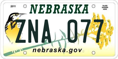 NE license plate ZNA077