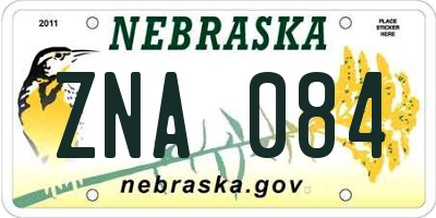NE license plate ZNA084