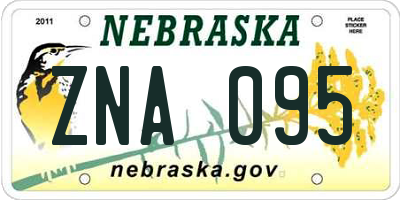 NE license plate ZNA095