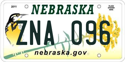 NE license plate ZNA096