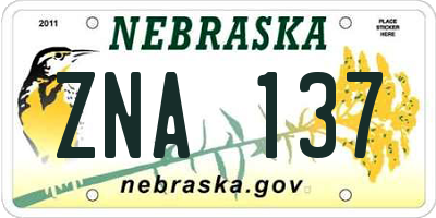 NE license plate ZNA137