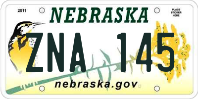 NE license plate ZNA145